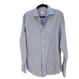 Armani Collezioni Blue Checkered Button Down Shirt, Men’s Large
